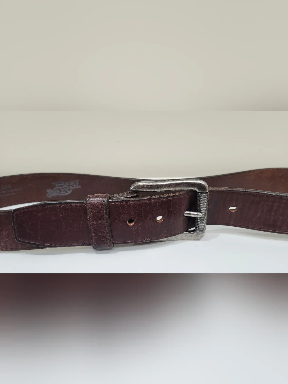 Justin Boots Bent Rail Leather Bomber Belt Brown Men's 38 1.5